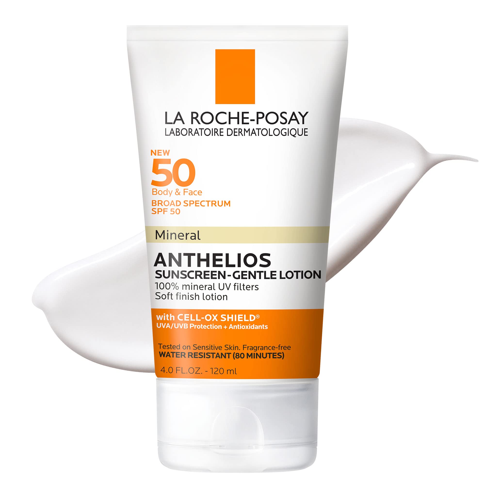 La Roche-Posay Anthelios Mineral Sunscreen SPF 50 Gentle Lotion Broad Spectrum SPF + Antioxidants Face & Body Sunscreen Titanium Dioxide & Zinc Oxide Oxybenzone Free Oil Free