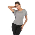 Women's Summer V-Neck Sports T-Shirt with Open Back